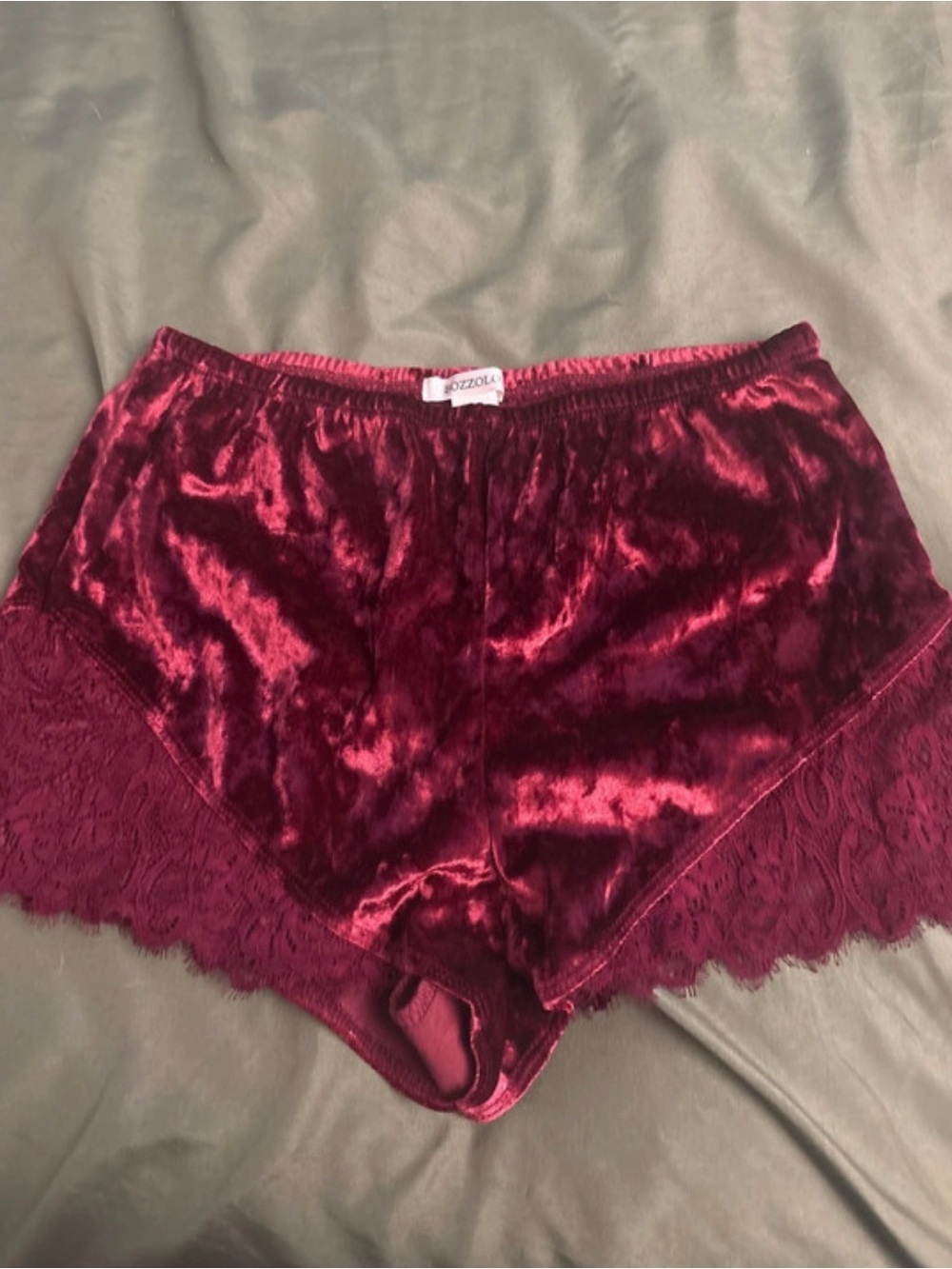 Bozzolo Velvet Lace-Trim Sleep Shorts - Burgundy